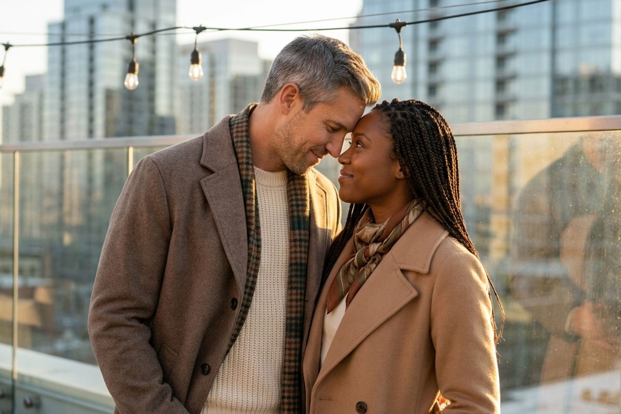 Close embrace overlooking the mountains